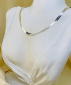 Colar Malha Fita Laminada Prata