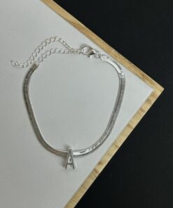 Pulseira Letra Inicial Malha Fita Laminada Prata