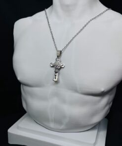 Corrente Crucifixo Jesus Cristo Prata (c/São Bento)