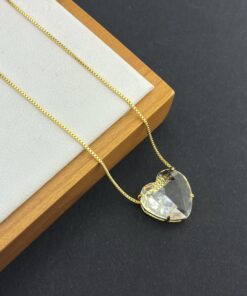 Colar Coração Pedra Fusion Cristal