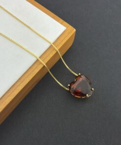 Colar Coração Pedra Fusion vermelho