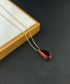 Colar Gota Pedra Fusion vermelho