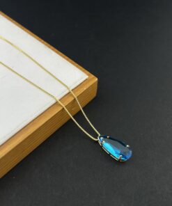 Colar Gota Pedra Fusion azul Tiffany