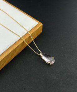 Colar Gota Pedra Fusion Rosa