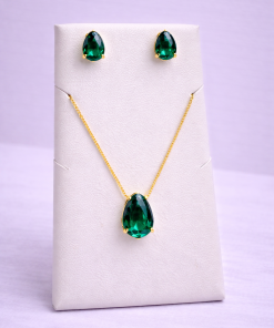 Conjunto Colar e Brinco Pedra Fusion Gota – Blue zircon