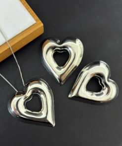 Conjunto Coração Vazado Prata