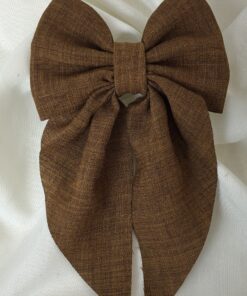 Laço de Cabelo Marrom Linho