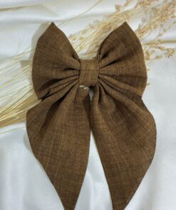 Laço de Cabelo Marrom Linho
