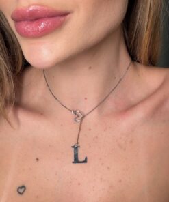 Colar Letra Inicial Gravata- Niquel Free