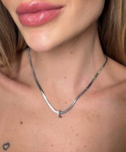 Colar Letra Inicial Malha Fita – Aço Inox