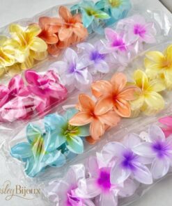 Kit 03 Presilhas Flor Sortidas Colorido Acrílico Grande