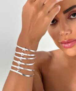 Pulseira Letra Inicial Malha Fita – Aço Inox