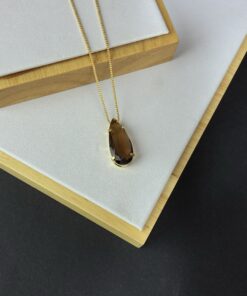 Colar Gota Pedra Fusion Smoky Topaz (Marron Escuro)