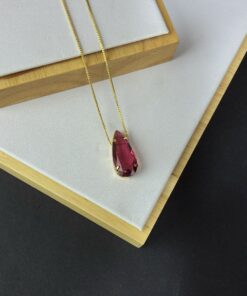 Colar Gota Pedra Fusion Fucsia (Pink)