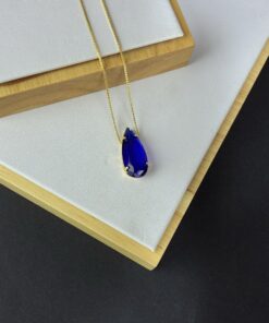 Colar Gota Pedra Fusion Safira (Azul Bic)