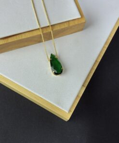 Colar Gota Pedra Fusion Emerald (Verde Bandeira)