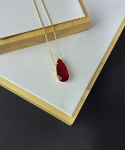 Colar Gota Pedra Fusion Sian (Vermelho)