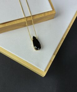 Colar Gota Pedra Fusion Jet (Preto)