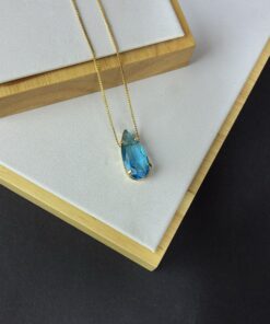 Colar Gota Pedra Fusion Light Safira (Azul Tiffany)