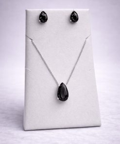 Conjunto Colar e Brinco Pedra Fusion Gota – Preto