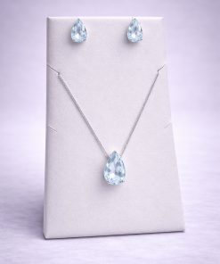 Conjunto Colar e Brinco Pedra Fusion Gota – cristal