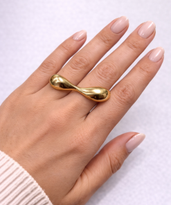 Anel Duplo Bijoux Premium Dourado