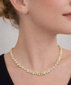 Colar Semijoa Floral Cravejada Luxo