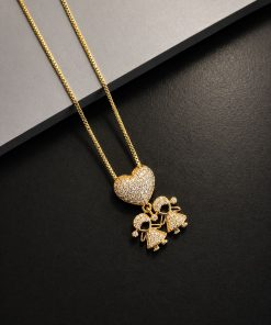 Colar Folheado Cravejado 2 Meninas