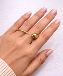 Anel Duplo Bijoux Premium Dourado