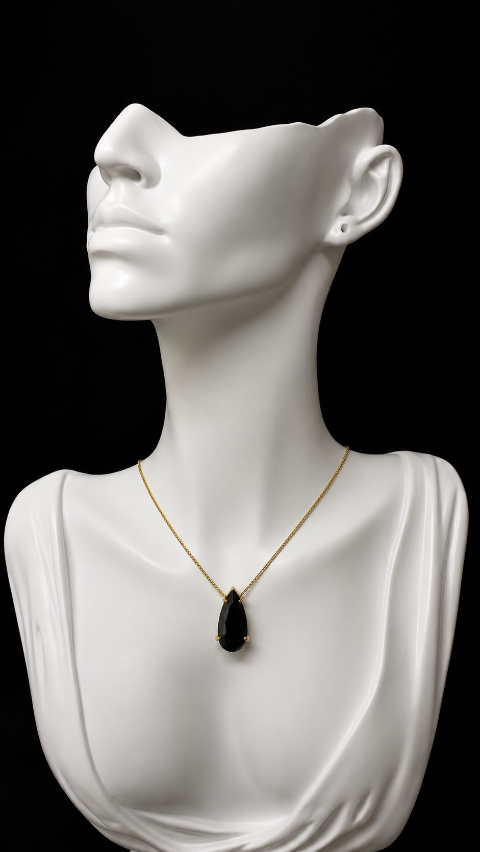 Colar Pedra Fusion Gota Preta