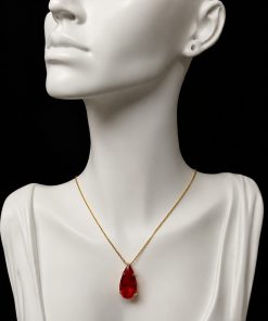 Colar Pedra Fusion Gota Vermelho