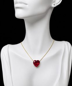 Colar Pedra Fusion Coração Vermelho