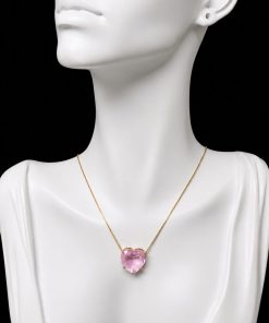 Colar Pedra Fusion Coração Rosa