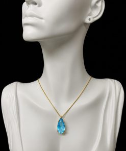 Colar Pedra Fusion Gota Azul Tiffany