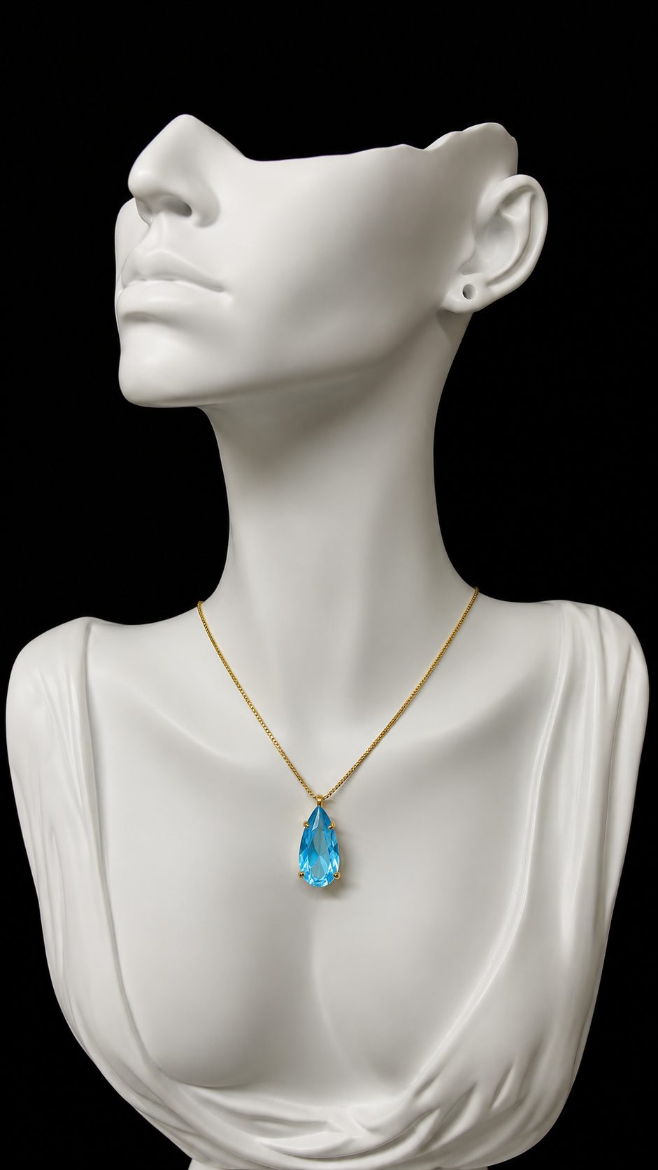 Colar Pedra Fusion Gota Azul Tiffany