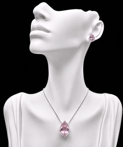 Conjunto Colar e Brinco Níquel Pedra Fusion Gota Ross
