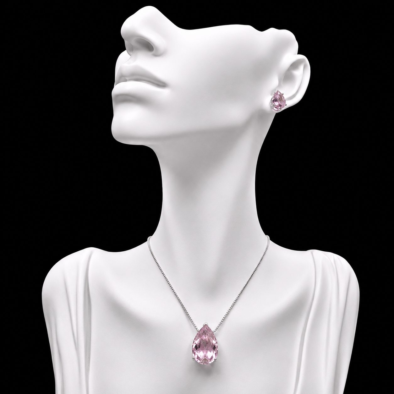 Conjunto Colar e Brinco Níquel Pedra Fusion Gota Ross