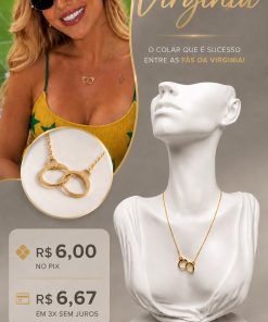 Colar Folheado Dourado Inspiração Virginia