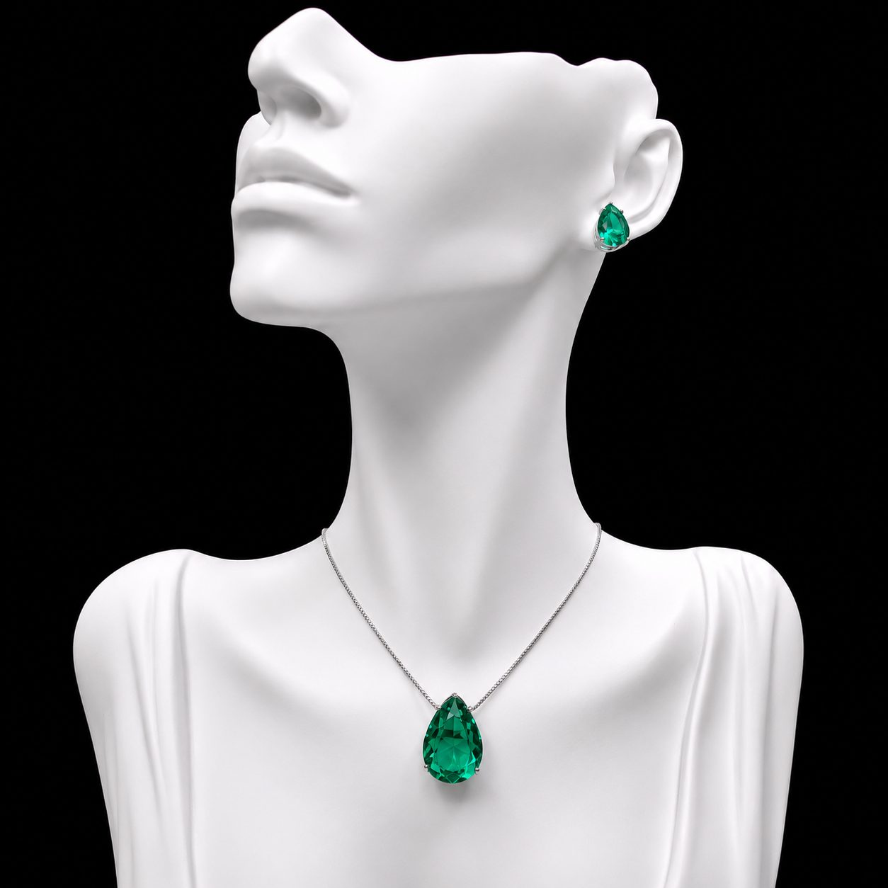 Conjunto Colar e Brinco Níquel Pedra Fusion Gota Turmalina
