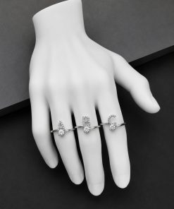 Anel Bijoux Premium Prata Cravejado Inicial Ponto de Luz 003 - R