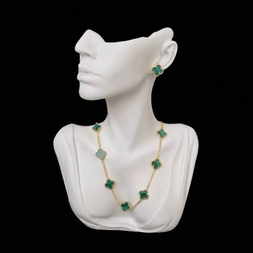 Conjunto Colar + Brinco Aço Inox Van Cleef 004