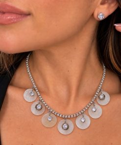 Conjunto Rivieira Brinco + Colar Semijoia níquel 018