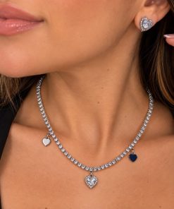 Conjunto Rivieira Brinco + Colar Semijoia níquel 016