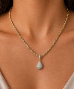 Colar baiano pingente cravejado Semijoia Dourado 013