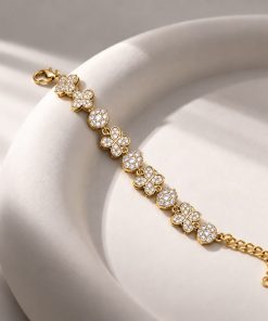 Pulseira Semijoia Cravejada Dourado 01