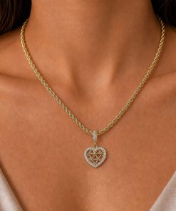 Colar baiano pingente cravejado Semijoia Dourado 009