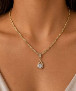 Colar baiano pingente cravejado Semijoia Dourado 011