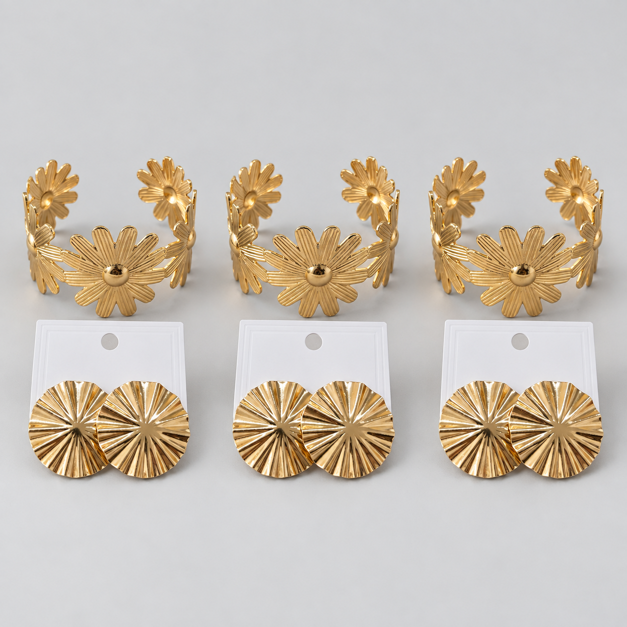 Kit 3x Conjunto Bracelete + Brinco Bijoux Premium 016
