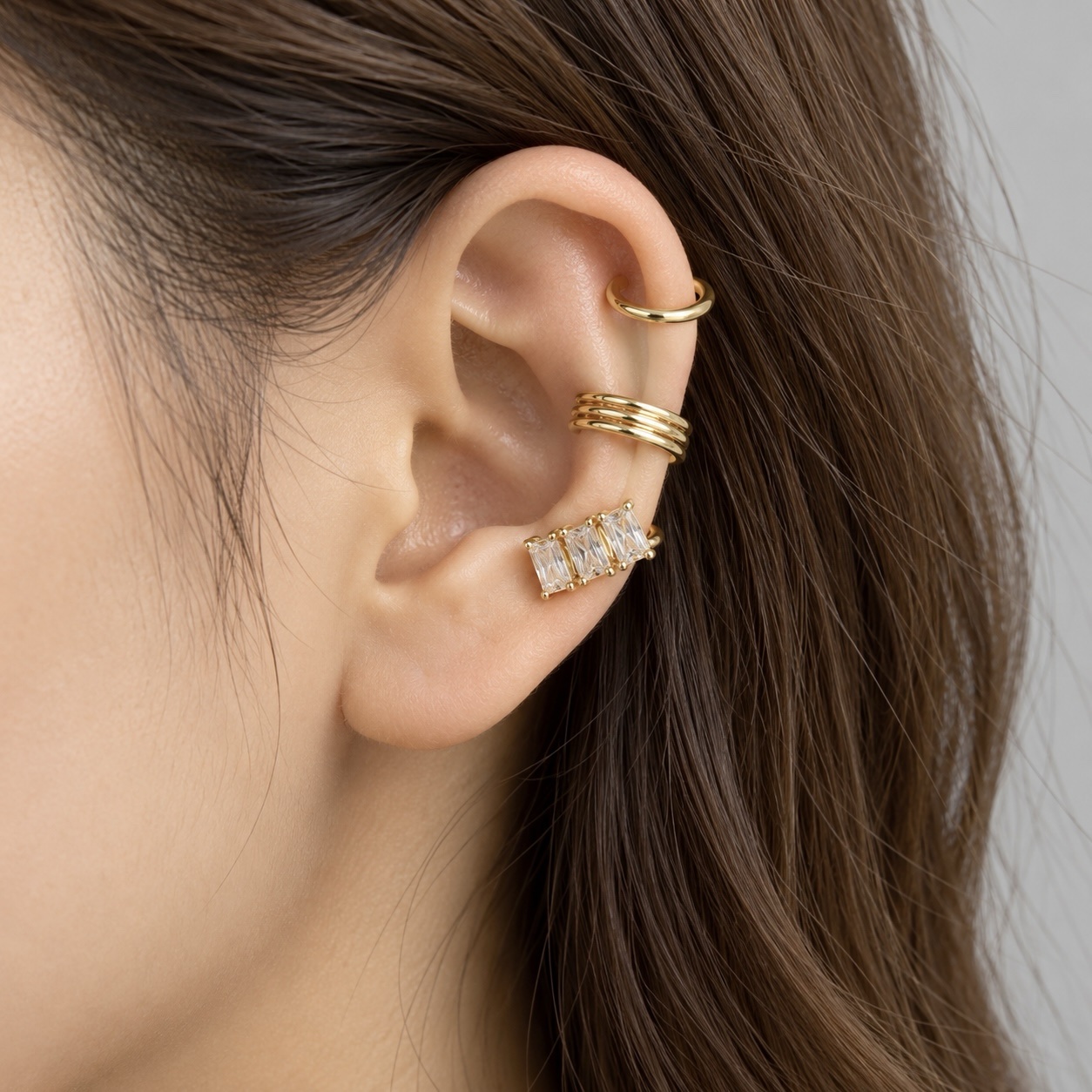 Trio Fake Piercing Bijoux Premium Dourado 009
