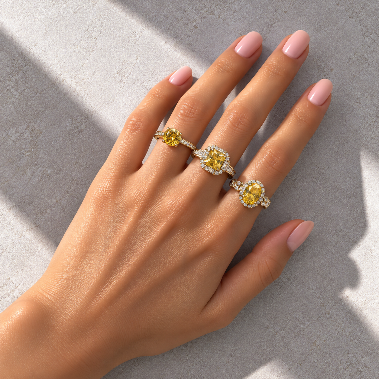 3 Anéis Regulável Bijoux Premium Dourado Coleção 7